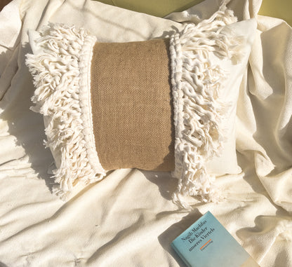White Fringes Cushion